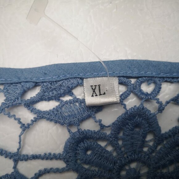 Unbranded Ladies Size XL Lightweight Blue Dress with Crochet Lace - Picture 3 of 7